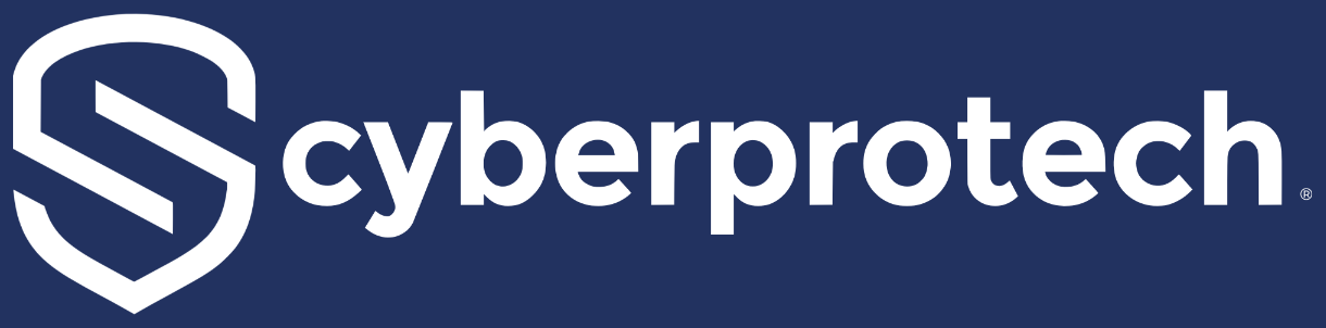Logótipo horizontal Cyberprotech · Branco · fundo azul noturno