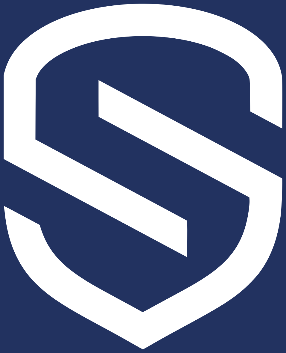 Símbolo isolado Cyberprotech · Branco · fundo azul noturno